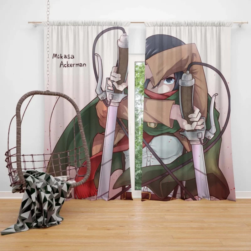 Mikasa Ackerman Unstoppable Resolve Anime Curtain