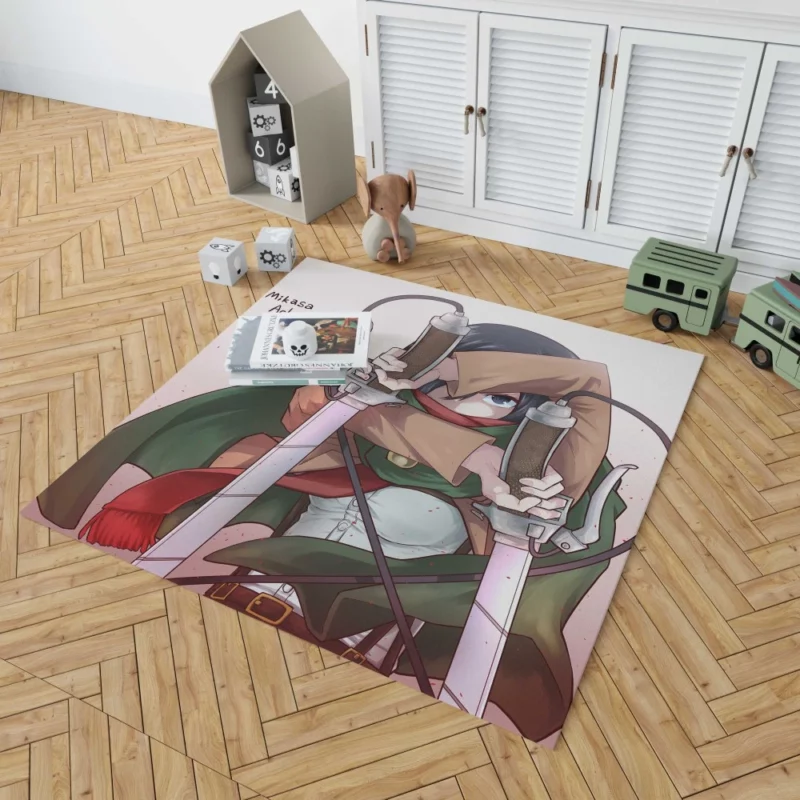 Mikasa Ackerman Unstoppable Resolve Anime Rug 1