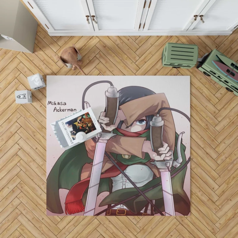 Mikasa Ackerman Unstoppable Resolve Anime Rug