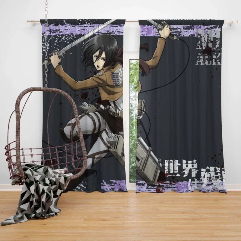 Mikasa Ackerman Unstoppable Soldier Anime Curtain