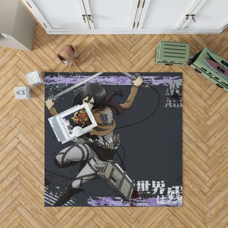 Mikasa Ackerman Unstoppable Soldier Anime Rug