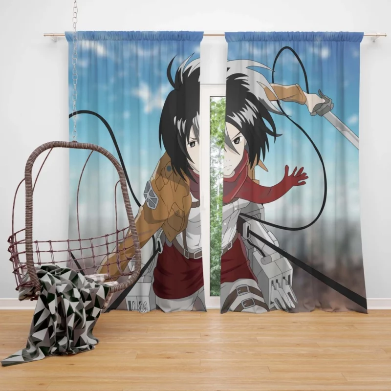 Mikasa Ackerman Unstoppable Spirit Anime Curtain