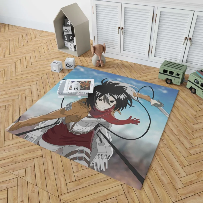 Mikasa Ackerman Unstoppable Spirit Anime Rug 1