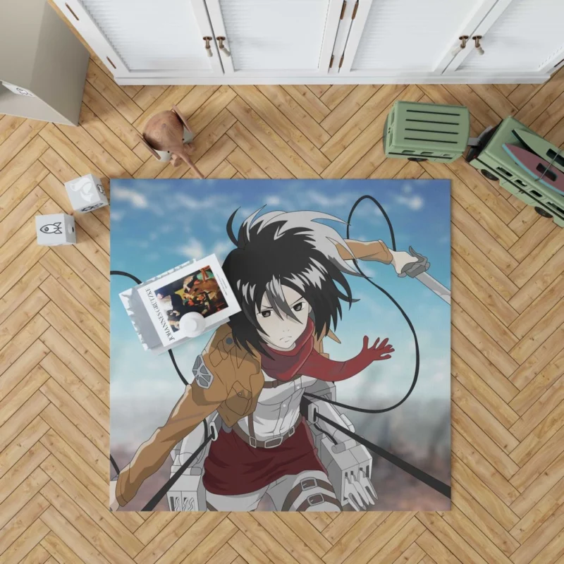 Mikasa Ackerman Unstoppable Spirit Anime Rug