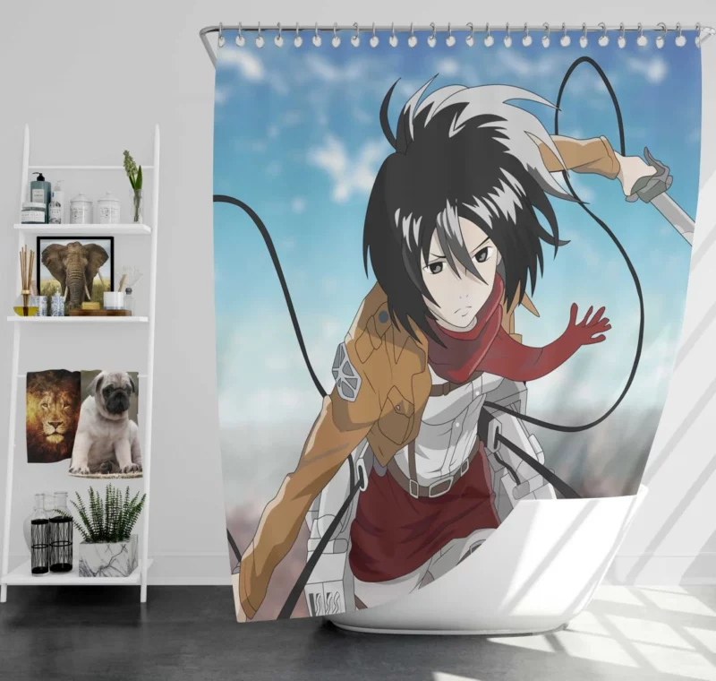 Mikasa Ackerman Unstoppable Spirit Anime Shower Curtain