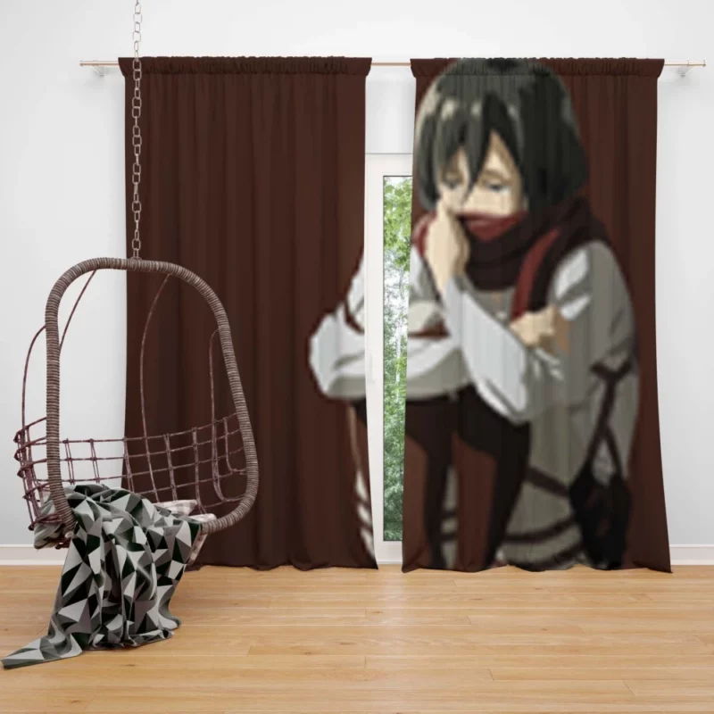 Mikasa Ackerman Unwavering Resolve Anime Curtain