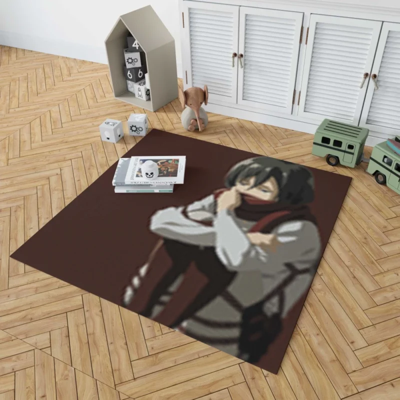 Mikasa Ackerman Unwavering Resolve Anime Rug 1