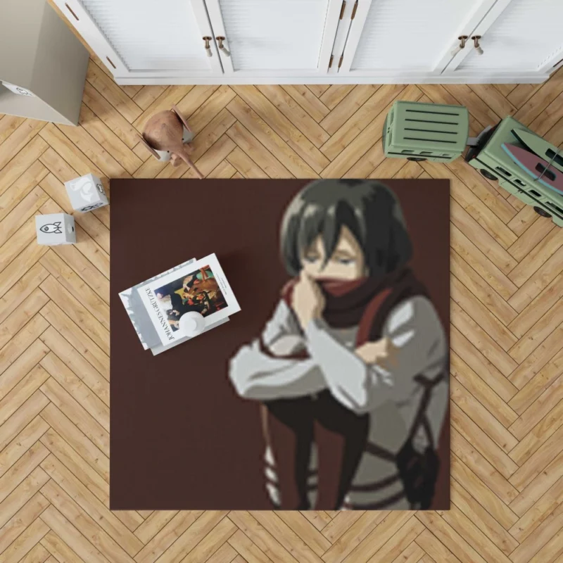 Mikasa Ackerman Unwavering Resolve Anime Rug