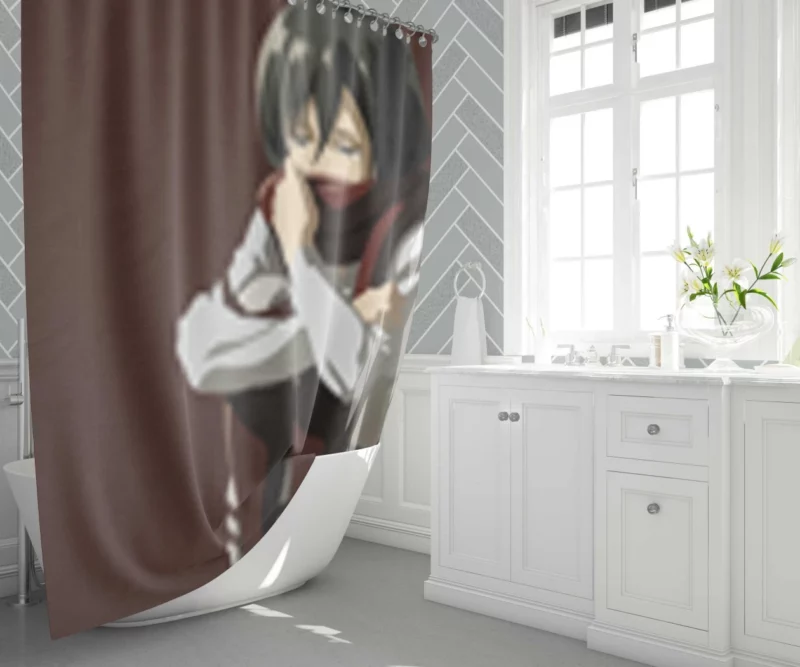 Mikasa Ackerman Unwavering Resolve Anime Shower Curtain 1