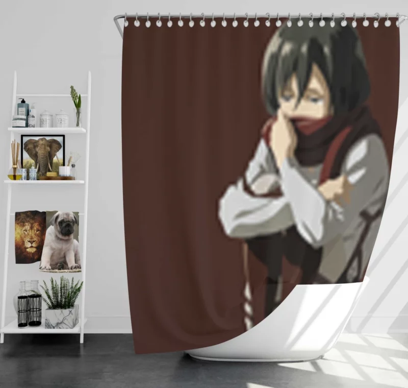 Mikasa Ackerman Unwavering Resolve Anime Shower Curtain