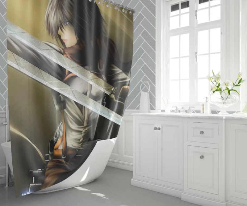 Mikasa Ackerman Unwavering Spirit Anime Shower Curtain 1