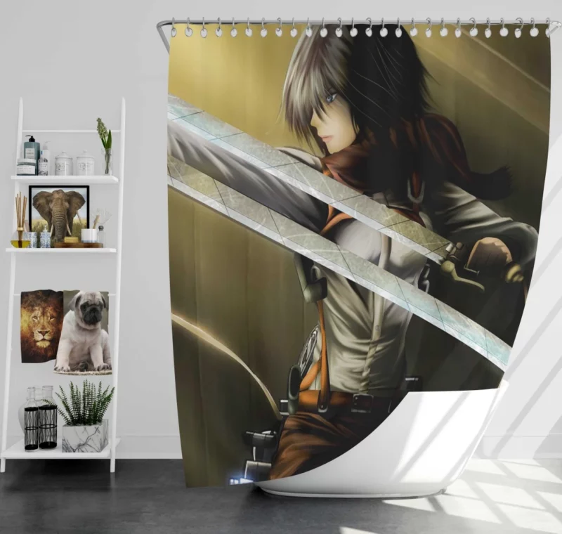 Mikasa Ackerman Unwavering Spirit Anime Shower Curtain