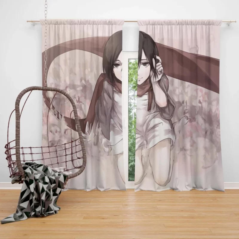 Mikasa Ackerman Unyielding Spirit Anime Curtain