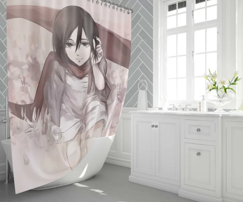 Mikasa Ackerman Unyielding Spirit Anime Shower Curtain 1