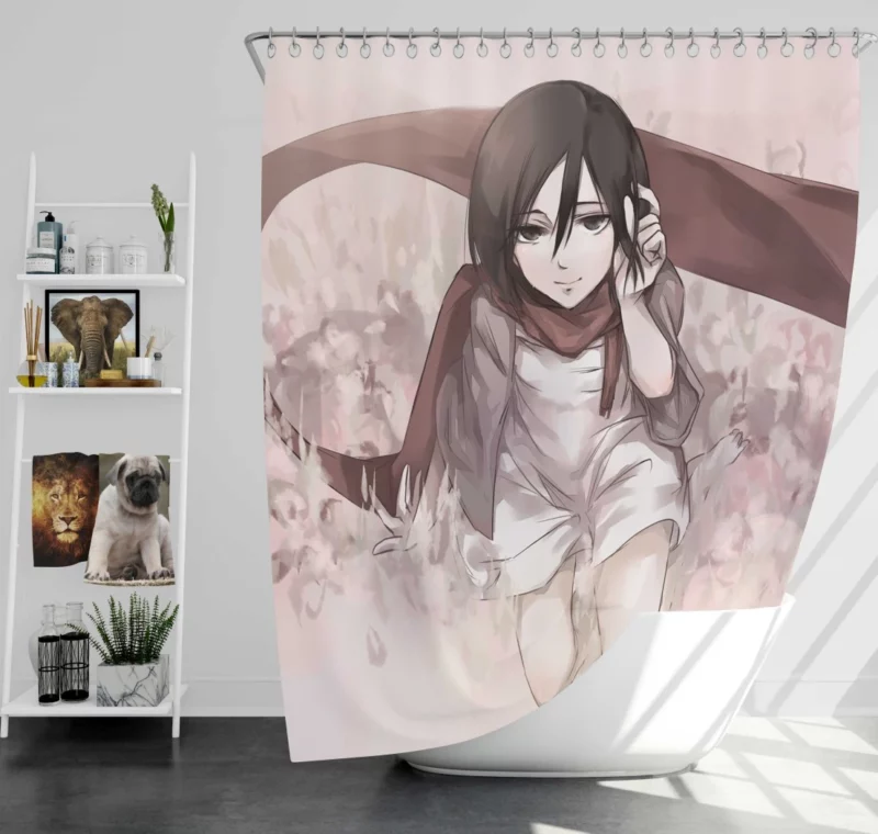 Mikasa Ackerman Unyielding Spirit Anime Shower Curtain