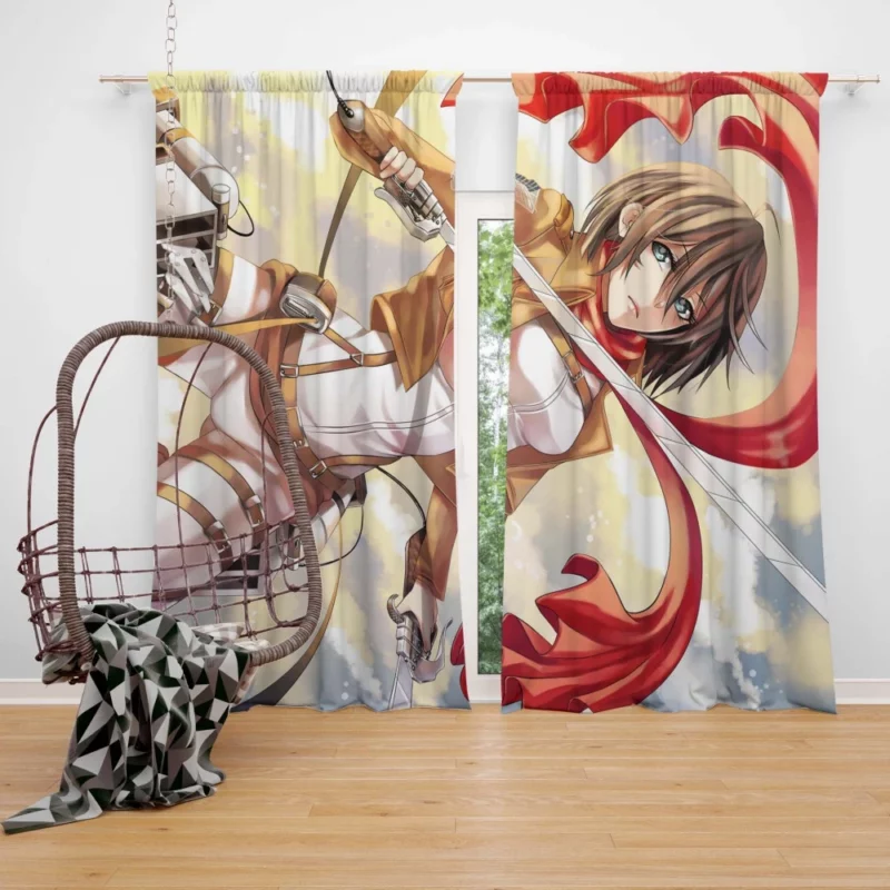 Mikasa Ackerman Unyielding Strength Anime Curtain