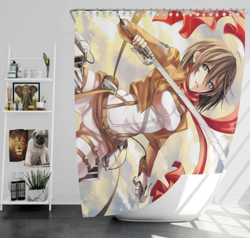 Mikasa Ackerman Unyielding Strength Anime Shower Curtain