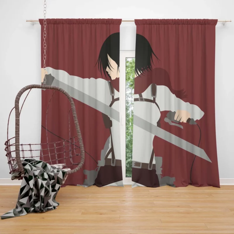 Mikasa Ackerman Unyielding Warrior Anime Curtain