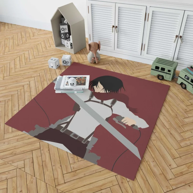 Mikasa Ackerman Unyielding Warrior Anime Rug 1