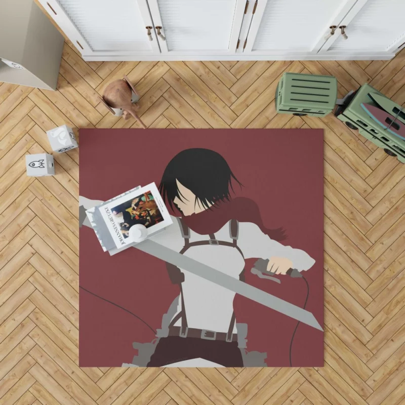 Mikasa Ackerman Unyielding Warrior Anime Rug