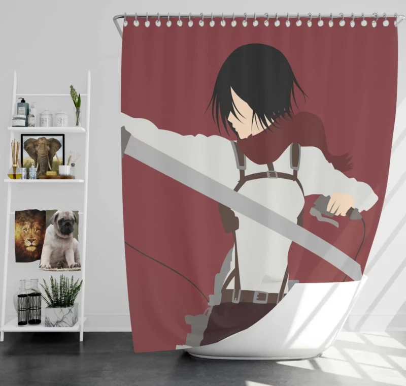 Mikasa Ackerman Unyielding Warrior Anime Shower Curtain