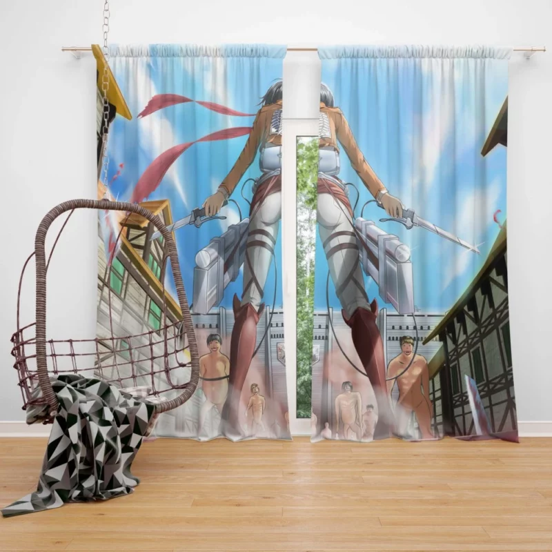 Mikasa Ackerman Warrior Resolve Anime Curtain