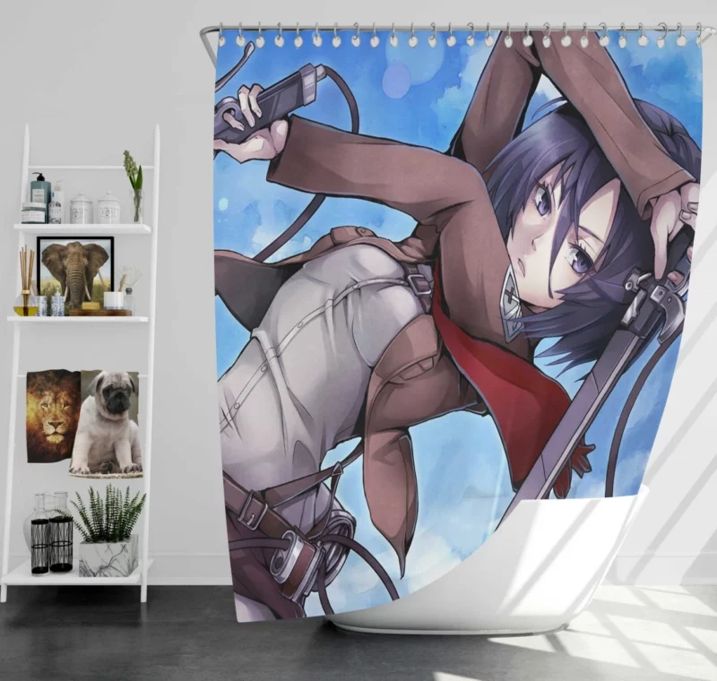 Mikasa Ackerman Will of Steel Anime Shower Curtain