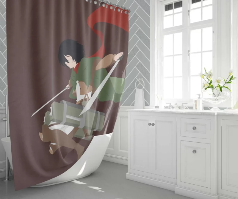 Mikasa Ackerman Wings of Freedom Anime Shower Curtain 1