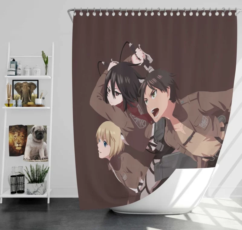 Mikasa Armin Eren Alliance Unveiled Anime Shower Curtain