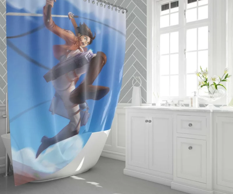 Mikasa and Eren Bonds Unbroken Anime Shower Curtain 1