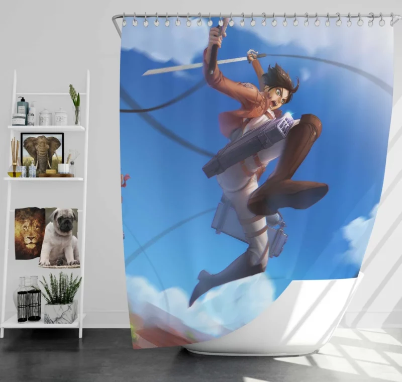 Mikasa and Eren Bonds Unbroken Anime Shower Curtain