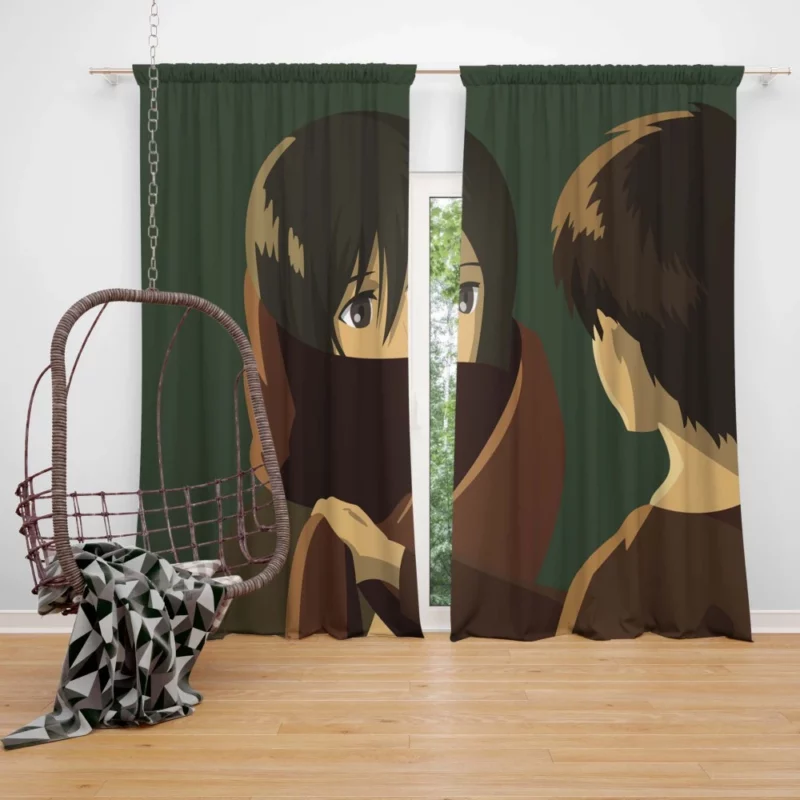 Mikasa and Eren Unbreakable Bonds Anime Curtain