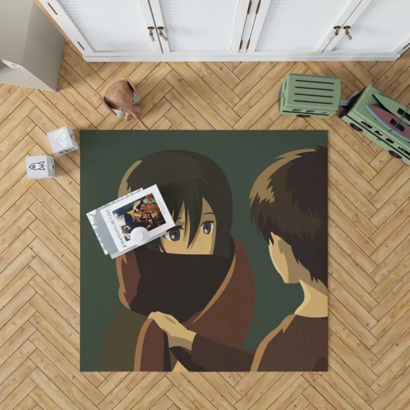 Mikasa and Eren Unbreakable Bonds Anime Rug