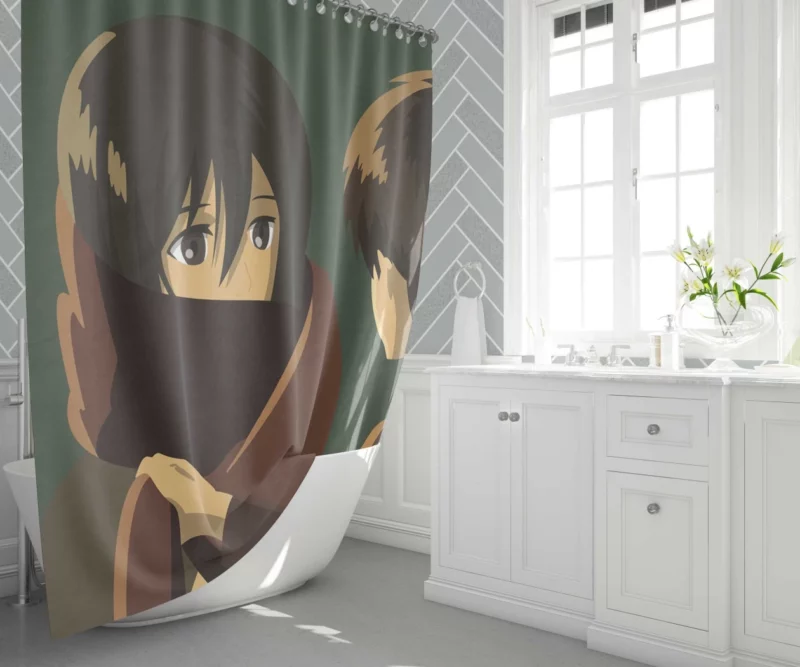 Mikasa and Eren Unbreakable Bonds Anime Shower Curtain 1