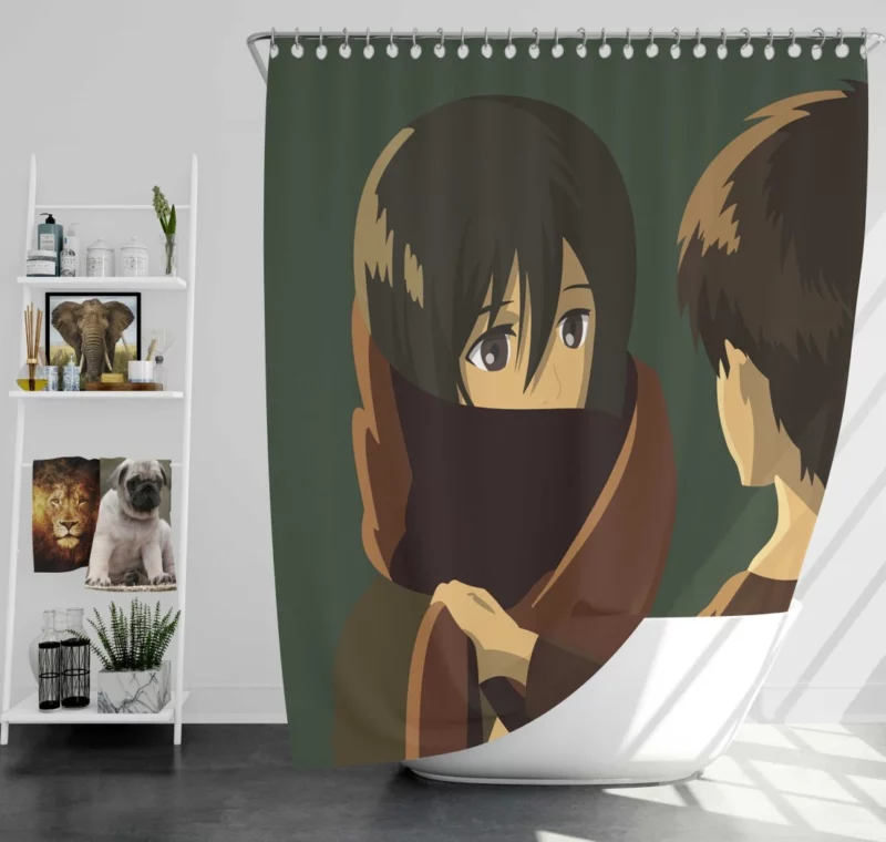 Mikasa and Eren Unbreakable Bonds Anime Shower Curtain