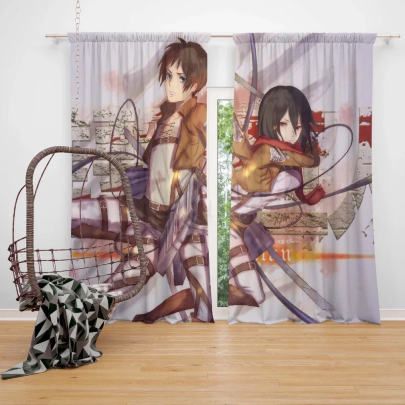 Mikasa and Eren Unbreakable Connection Anime Curtain