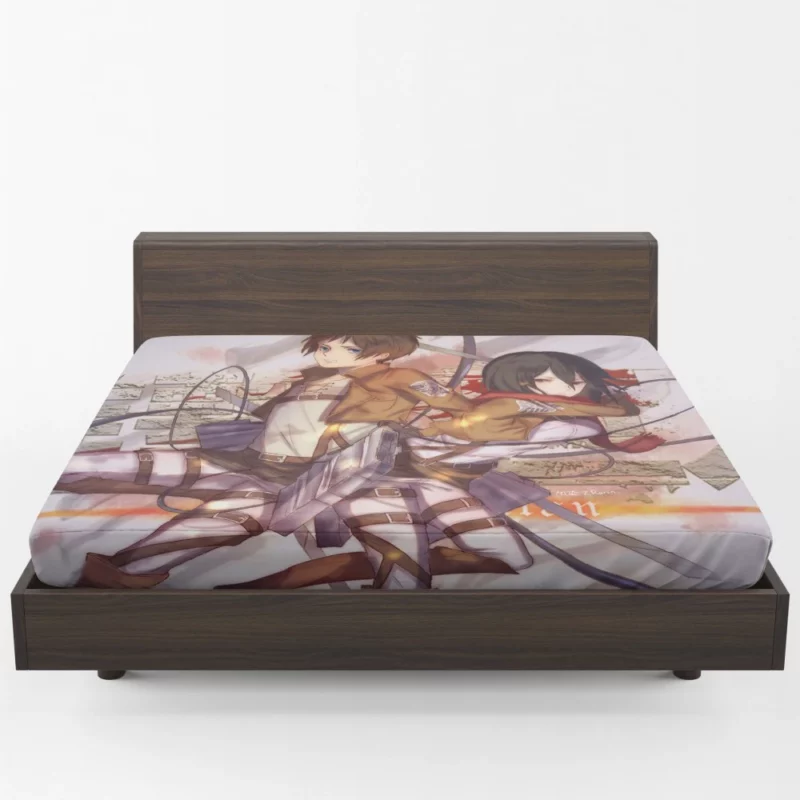 Mikasa and Eren Unbreakable Connection Anime Fitted Sheet 1