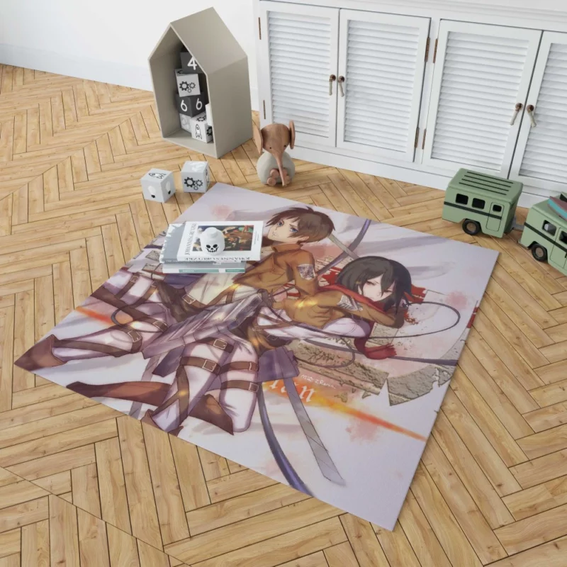 Mikasa and Eren Unbreakable Connection Anime Rug 1