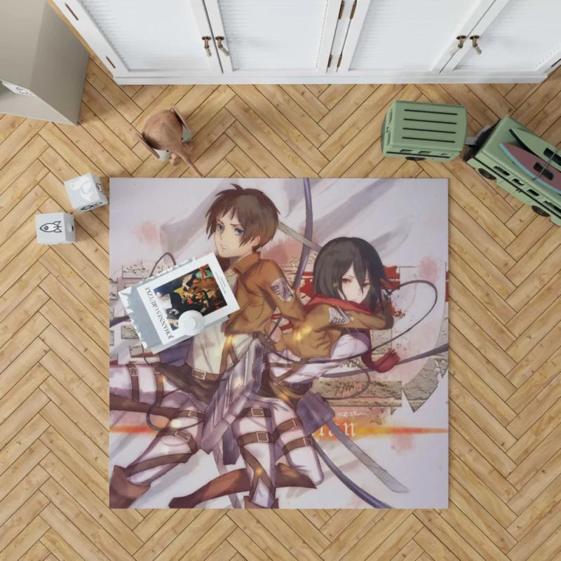 Mikasa and Eren Unbreakable Connection Anime Rug