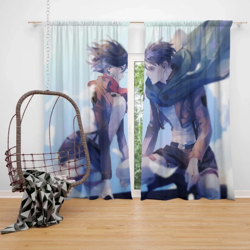 Mikasa and Levi Titan Slayers Anime Curtain