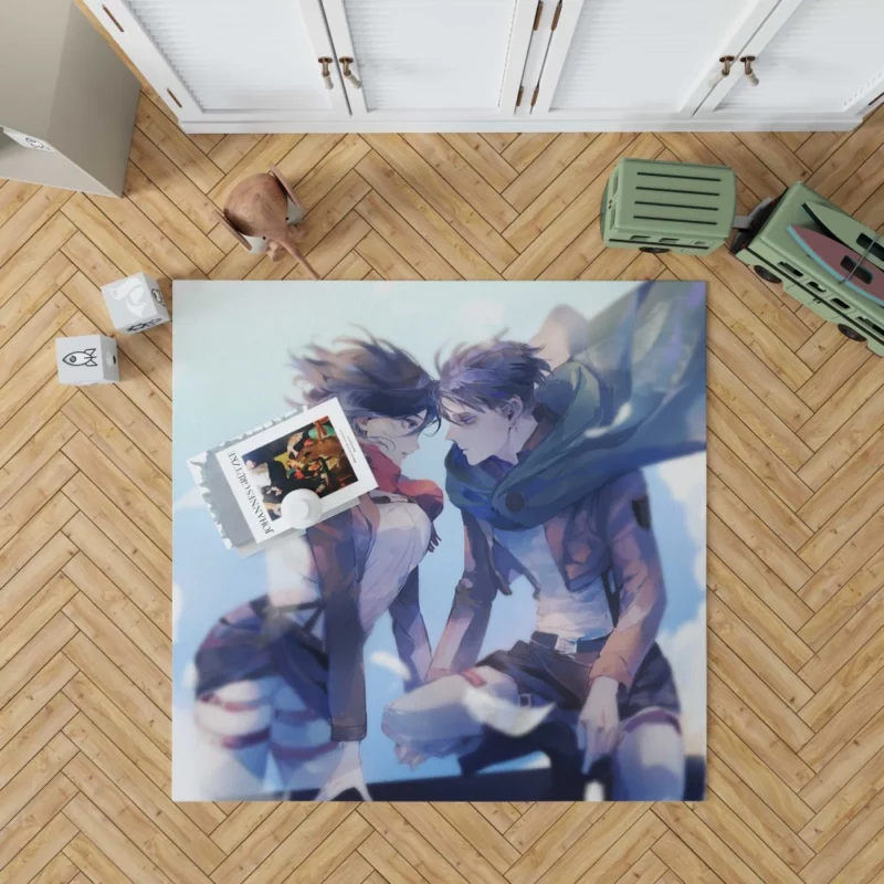 Mikasa and Levi Titan Slayers Anime Rug