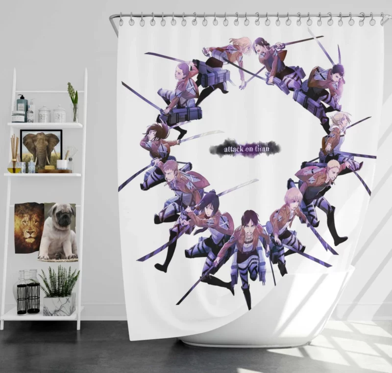 Mikasa and Squad Epic Battle Anime Shower Curtain