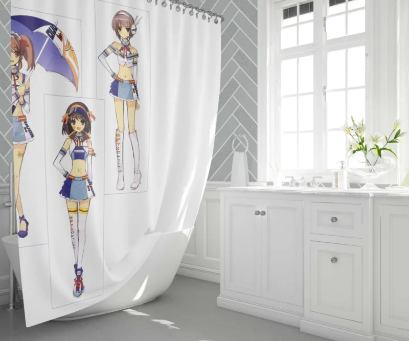 Mikuru Haruhi and Yuki Dynamic Trio Anime Shower Curtain 1