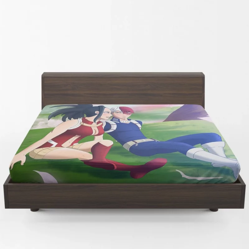 Momo and Shoto Heroic Pair Anime Fitted Sheet 1