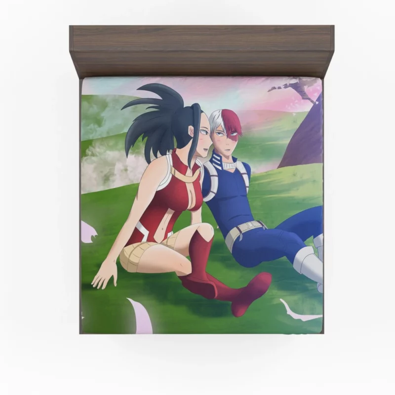 Momo and Shoto Heroic Pair Anime Fitted Sheet