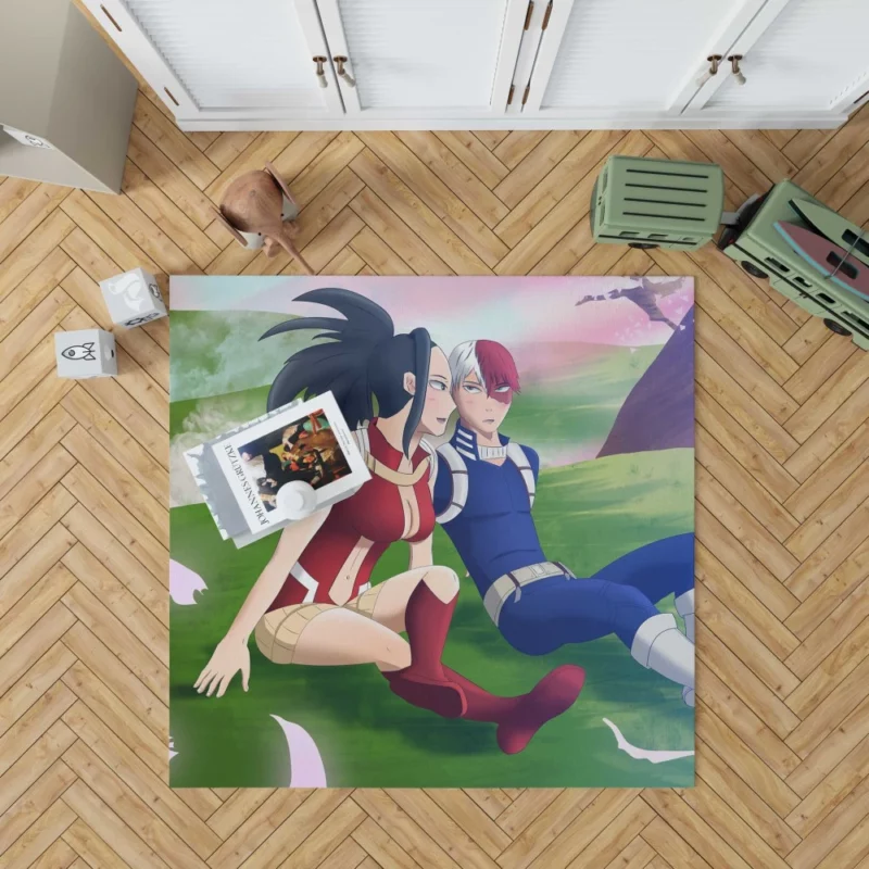 Momo and Shoto Heroic Pair Anime Rug