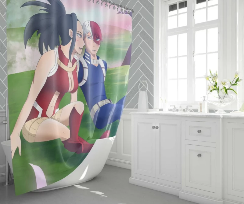 Momo and Shoto Heroic Pair Anime Shower Curtain 1