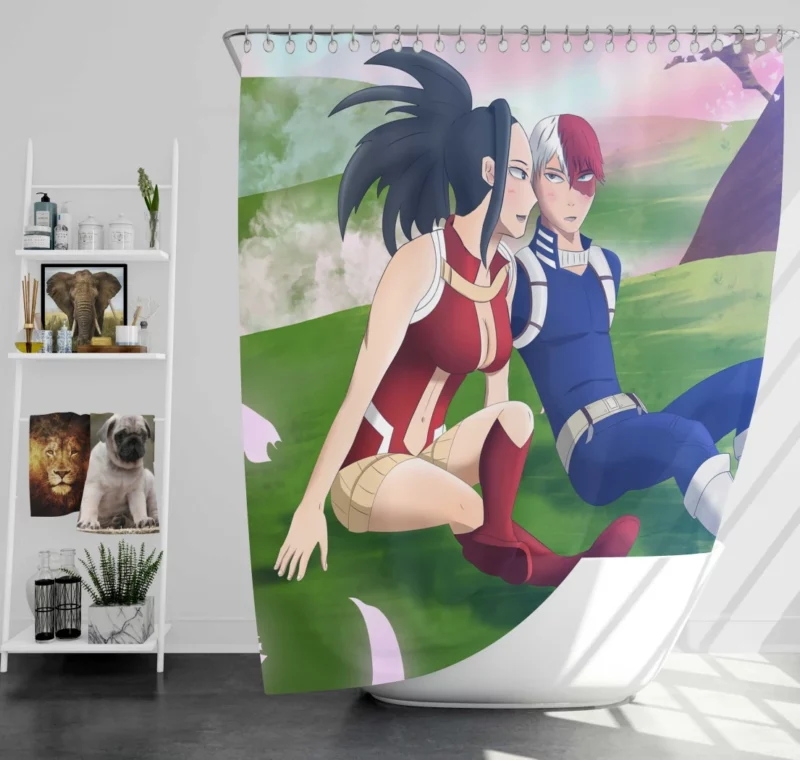 Momo and Shoto Heroic Pair Anime Shower Curtain