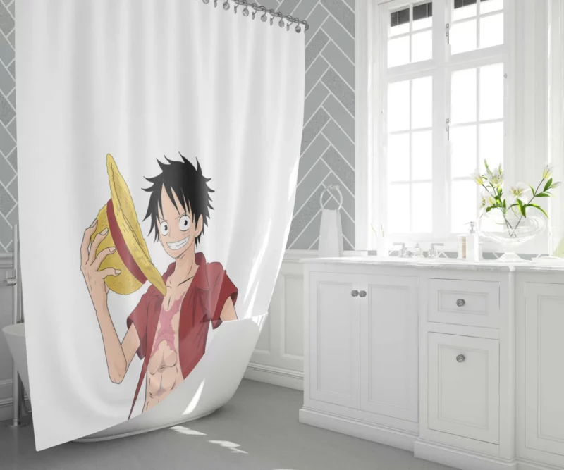 Mugiwara no Luffy Exploits Anime Shower Curtain 1