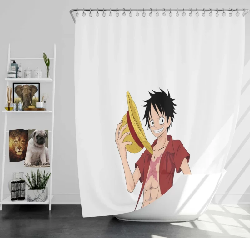 Mugiwara no Luffy Exploits Anime Shower Curtain